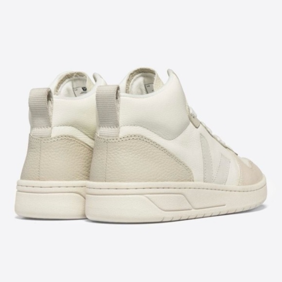 NIB Veja V-15 Leather Sneakers Sz 7 EU 38 Cashew Pierre Multicolor Hightops - Picture 3 of 13